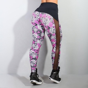 Women's Custom Made Summer Bodybuilding Gym Yoga Fitness Printed Leggings Mid-waist Colours Blocking Running <b>Tights</b> <b>Knee</b>-Length - Product Image 5