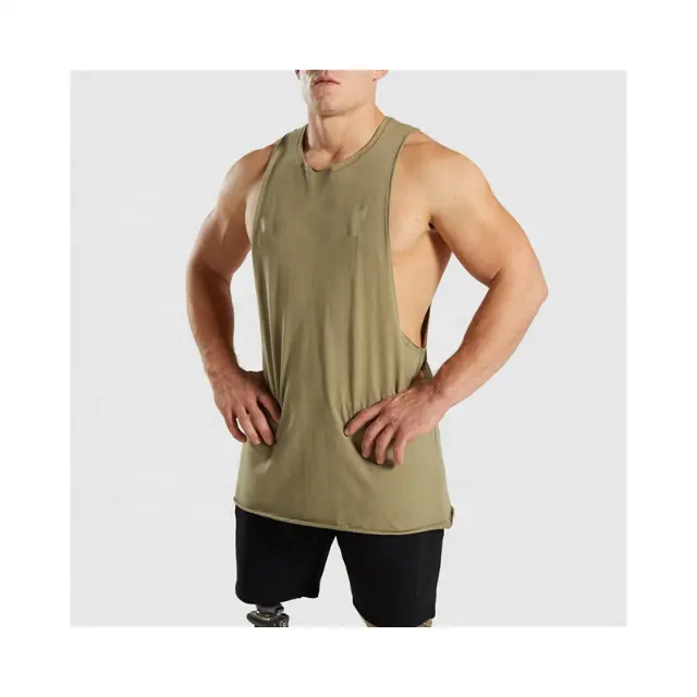 Men's Custom tank top wholesale cotton cheap blank Gym Wear Singlets Regular Fit Gym Vest