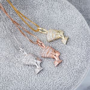 Bijoux Hip Hop en argent Sterling 925, collier de tête de reine néfertiti en plaqué or, nouvelle collection - Product Image 3