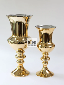 Venta al por mayor hecho a mano moderno blanco Cherish alto aluminio contemporáneo oro forro hoja diseñador moda jarrones de mesa mejor venta - Product Image 6