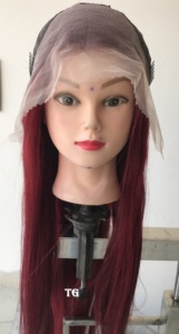 <b>Top</b> Grade 10A Virgin Burgundy Red Brazilian Human Hair 13x4 for Wig <b>Silky</b> Straight Wave Machine Double Weft Drop - Product Image 4