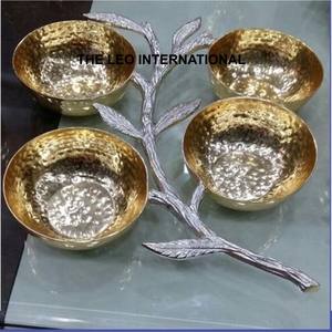 Bol décoratif rond brillant en acier inoxydable et laiton, idéal pour la maison et l'hôtel, vaisselle de table élégante - Product Image 4