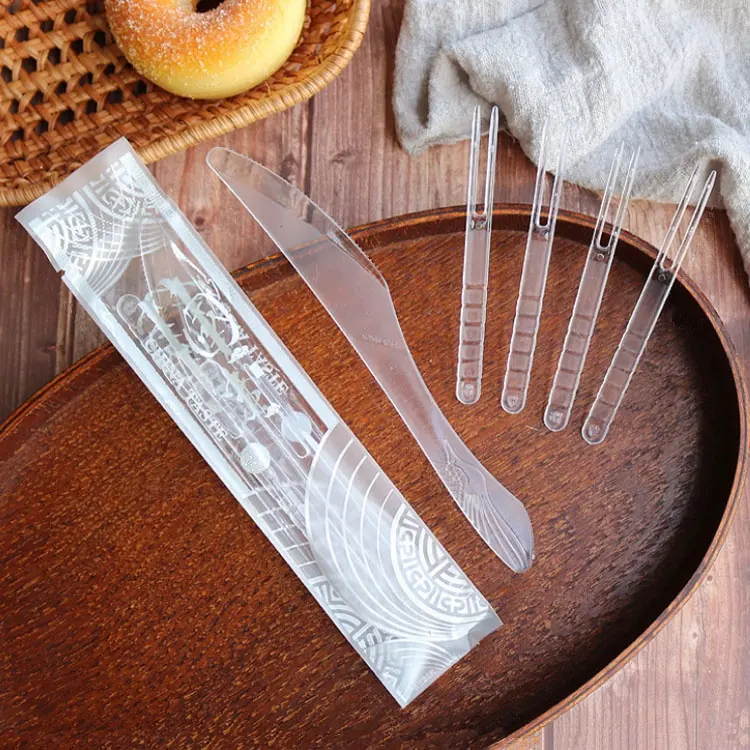 Fruit Knife And Forks Set Combination One Knife Four Forks Plastic Cake Fork Disposable Food Grade Independent Packaging