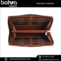 Dompet Panjang Wanita Kulit Asli Anti RFID dengan Ritsleting dan Kancing, Desain Menarik 18.5cm, Pilihan Logo Kustom, Laris Terjual