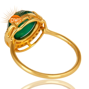 Bague de Cocktail pour femme, bijou indien plaqué or, argent Sterling, pierre précieuse d'onyx vert naturel, vente en gros - Product Image 3