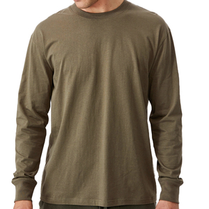 T-shirts personnalisés pour hommes, style 2021, manches longues, col rond, 100% coton, unis. - Product Image 2