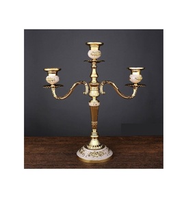 BOUGEOIR BLANC ET DORÉ EN LAITON VINTAGE PAR BRASSWORLD INDE - Product Image 1