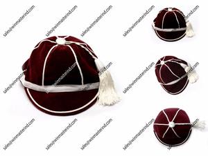 De Baggy de Cricket-Gorras honores-Tapas de rojo y verde con trenza de oro y borla tradicional de lana-Gorras - Product Image 6