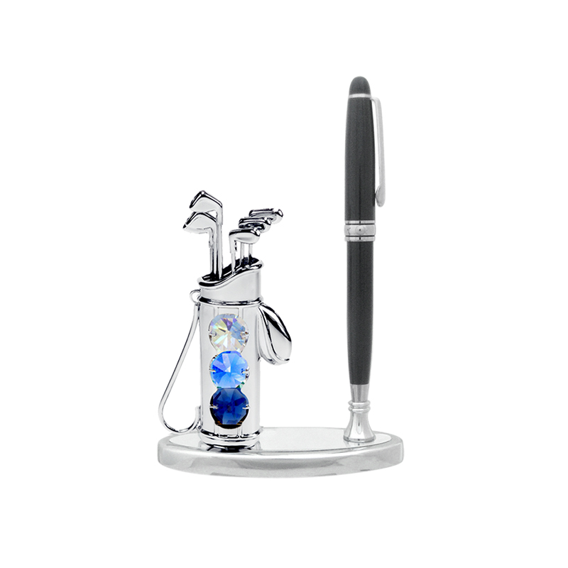 Crystocraft, персонализированный хромированный металлический набор для гольфа, фигурка, держатель для ручек с кристаллами бриллиантовой резки, идея корпоративного подарка