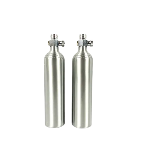 Cylindre co2 en acier inoxydable laminé/ISO7866 0,5 l, avec valve marche/arrêt W21.8 pour plante d'aquarium
