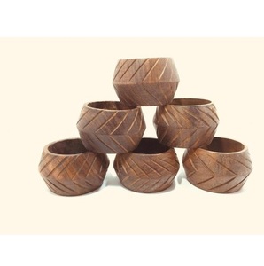 Ronds de serviette en bois ferme forme carrée en bois rond de serviette pièce maîtresse vaisselle décoration de mariage rond de serviette - Product Image 3