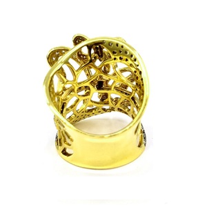 KOK Bagues Fantaisie Classiques de Mariage Personnalisées en Or Jaune 18 carats pour Femme avec Grappe de Diamants et Ruban Nœuds - Product Image 3