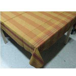 Nappe de Table bleu Royal à rayures 100% en coton biologique, textile certifié en point de coton - Product Image 1