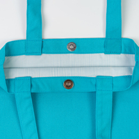 Bolsa de Lona Azul Cielo con Logotipo Personalizado, Tamaño Mediano, Reutilizable, para la Escuela, Lista para Enviar