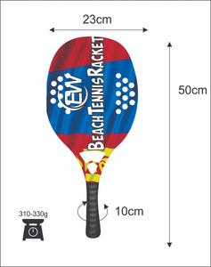 Raquettes de beach tennis avec face de 20 mm, poids de 320-340 g, longueur de 50 cm, poignée en carbone et verre, filet en fibre de carbone - Product Image 3