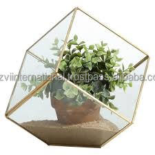 <b>Geometric</b> Metal Gold Powder Coated Glass <b>Terrarium</b> Home Decoration Flower Vases - Product Image 3