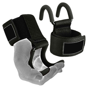 Weightlifting gloves hook <b>barbell</b> assist force wristband grip hook slip fitness Heavy Duty Lifting With <b>Adjustable</b> Wrist Strap - Product Image 1