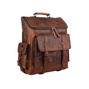 Genuine Buffalo Leather Multipurpose Travel <b>Laptop</b> College Office Backpack Brown Buffalo Leather Rucksack - Product Image 1
