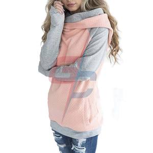 Sudaderas con capucha para mujeres oblicua cremallera sudaderas con capucha de manga larga Tops empalme Color Casual Jersey - Product Image 2