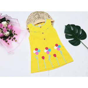 Fille été couleur pure robe enfants boutique vêtements coton robes pour l'exportation en vrac - Product Image 4