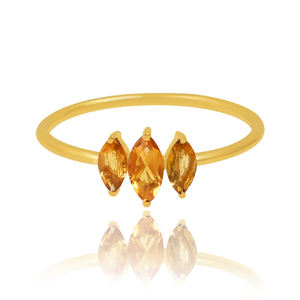 แหวนเงินสเตอร์ลิงทำด้วยมือ925อัญมณีซิทรินธรรมชาติชุบทองคลาสสิกงานแฮนด์เมดสำหรับงานแต่งงานงานปาร์ตี้ - Product Image 2