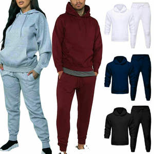 Conjuntos de chándal de lana de algodón de ajuste informal para invierno, chándal para correr, chándal de color en contraste, unisex - Product Image 4