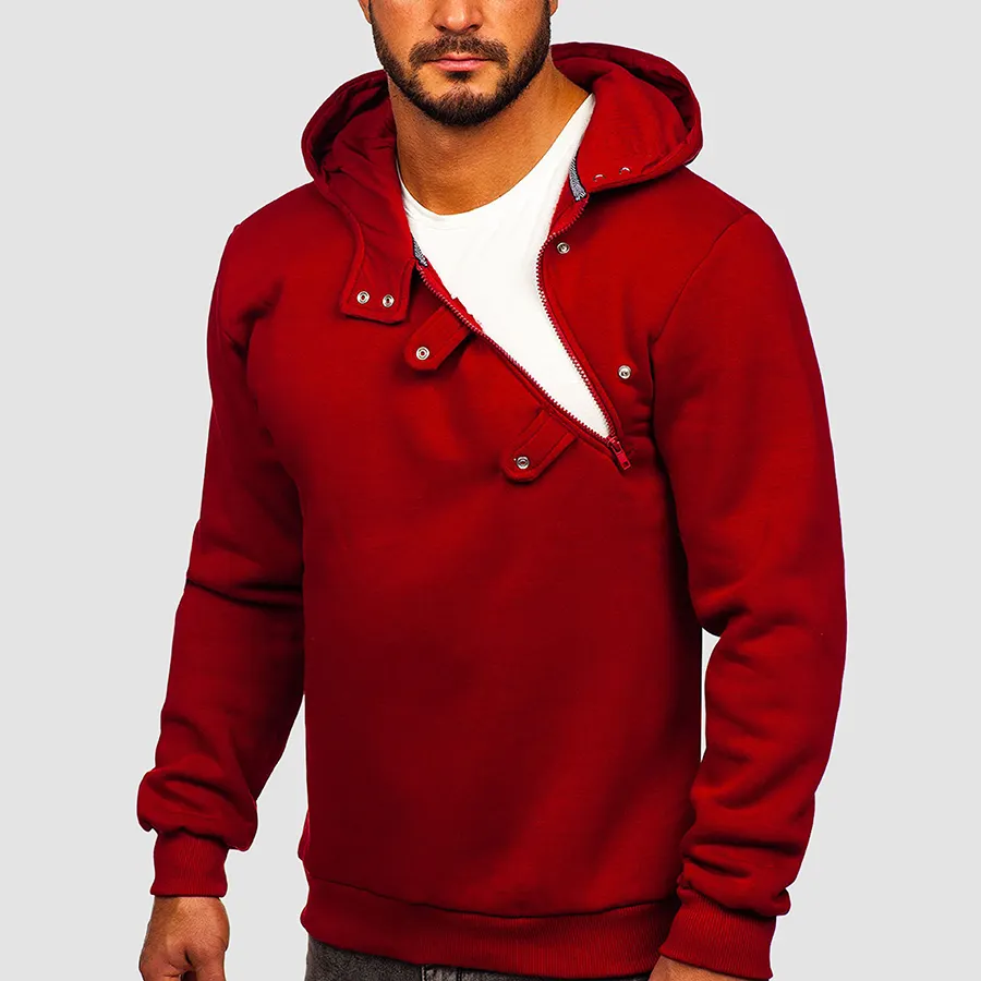 New Hoodies 100% Cotton Men's Custom New Design Red Color Hoodies Men Hoodies Wholesale Long Sleeve