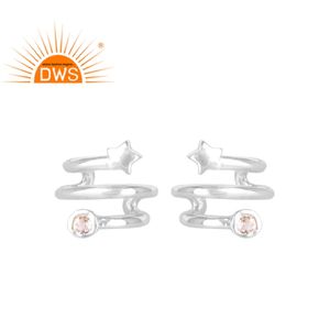 Handmade <b>Cuff</b> <b>Earring</b> Gemstone Jewelry Supplier White Topaz Fine 925 Silver Jewelry Manufacturer - Product Image 1