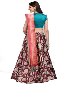Dernière impression numérique en organza pur avec moti et zari tissage travail lehenga choli avec dupatta fête porter meilleur prix fabricant - Product Image 5