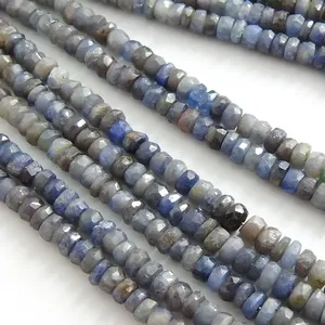 100% 天然蓝色蓝宝石刻面圆形珠，多阴影，缅甸矿山，松散石，手工制作，用于珠宝制造商，批发商