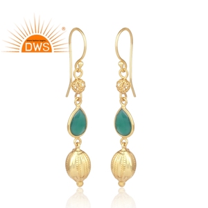 ต่างหูห้อยประดับพลอยออนิกซ์สีเขียวธรรมชาติเงินแท้สเตอร์ลิงรุ่นล่าสุดปี 2026 สำหรับผู้หญิง จากผู้ผลิตเครื่องประดับ - Product Image 3