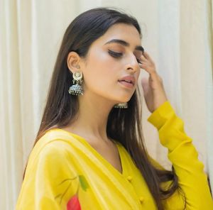 Women's sets — ensemble de vêtement noir et jaune en Organza Dupatta pour femmes, bandana peint à manches longues, bas prix - Product Image 3