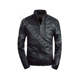 Men's Coated Leather <b>Jackets</b> with Stand Collar-Winter Comfortable Slim Fit From Pakistan - Product Image 1