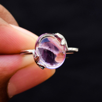 Bague artisanale en argent sterling 925 avec pierre précieuse ovale en améthyste violette naturelle de qualité A+