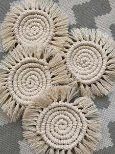 Posavasos de macramé redondo, decoración Bohemia, 10 cm - Product Image 5