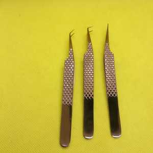 ชุดแหนบเพชร3ชิ้นแบบมืออาชีพสำหรับการต่อขนตา | เหล็กญี่ปุ่นผิวสีโรสโกลด์ - Product Image 2