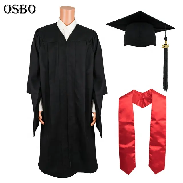 Doctoral Graduation Cap And Gown, Classic Bachelor Black Graduation Gown University Academic Dress