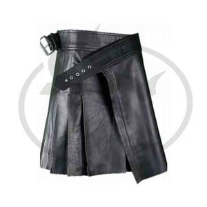 Kilt de luxe ajustable pour hommes, noir, avec bretelles en cuir, - Product Image 6
