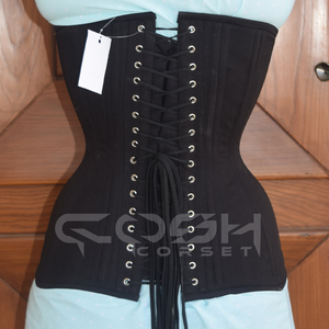 Underbust Steelboned alta compresión firme Control Curvy negro algodón ajustable corsé bordado con lentejuelas para mujer Fitness - Product Image 3