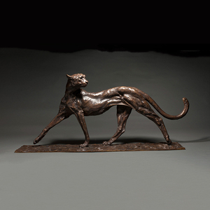 Statue de guépard <span class=keywords><strong>en</strong></span> bronze de taille réelle, <span class=keywords><strong>en</strong></span> argent, sur mesure, grande taille - Product Image 1
