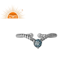 Pierre précieuse en topaze bleue, argent anodisé, vente en gros, création de bijoux, 925 - Product Image 1