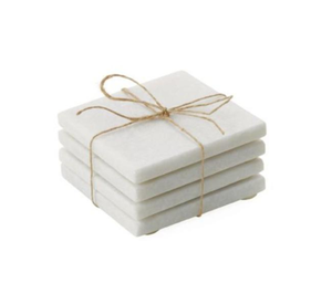 White <b>Square</b> Marble <b>Table</b> Coasters - Product Image 1