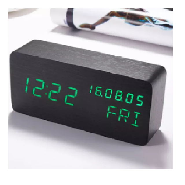 Цифровые светодиодные часы с 3 настройками будильника, деревянные часы с голосовым управлением и влажностью для дома, спальни, офисного стола