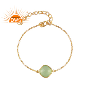 Prehnite Calcedonia Piedra preciosa 925 Plata Chapado en oro Pulsera Joyería Mayorista para mujeres Regalo para su delicada colección - Product Image 1