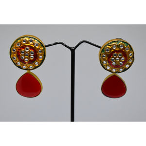 ต่างหูห่วงประดับเพชรทองเหลืองแบบดั้งเดิมสำหรับงานปาร์ตี้ รุ่นใหม่ล่าสุดปี 2025  งานฝีมือสวยงามแบบมีนาการี  ผิวสัมผัสแบบด้านสีทอง สำหรับเด็กหญิงและสตรี - Product Image 1