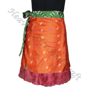 Vintage Poly Silk Reversible High Quality Women Sarong Wrap <b>Mini</b> <b>Skirt</b> Wrap on <b>Mini</b> <b>Skirt</b> Free <b>Size</b> - Product Image 5
