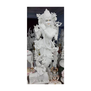 ยังไม่เสร็จหินอ่อนสีขาวกฤษณะรูปปั้น - Product Image 1