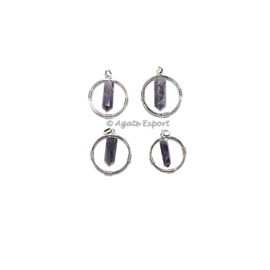 Pendentif en améthyste naturelle, Cage ronde, crayon - Product Image 1
