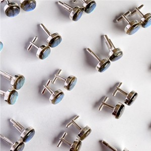 Gemelos de Color Dorado para Hombre con Piedra Labradorita Azul, Accesorios Formales, Proveedor Mayorista, Artículo de Regalo Duradero - Product Image 5