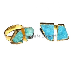 Aqva — bague druse fantaisie, en pierres précieuses, livraison d'agate - Product Image 2